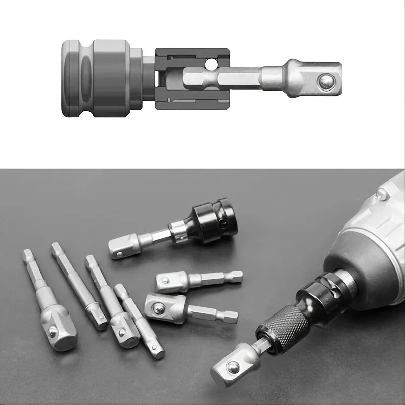 Drill Socket Adapter Set 1/4'' Hex Shank Extension – 1/2'' 3/8'' 1/4'' Square Drive Impact Driver Tool