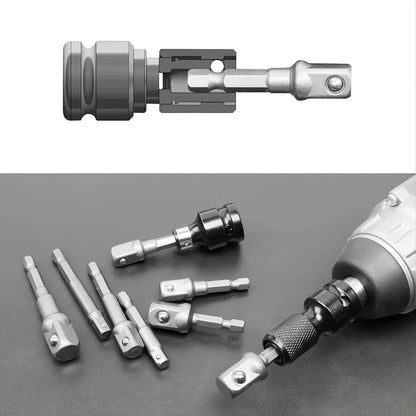 Drill Socket Adapter Set 1/4'' Hex Shank Extension – 1/2'' 3/8'' 1/4'' Square Drive Impact Driver Tool