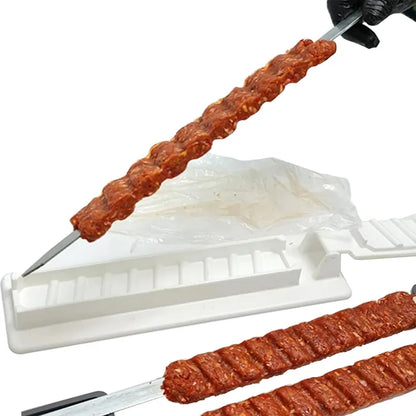 Single Row Kebab Maker: Reusable Plastic BBQ Skewer Making Machine for Convenient Kebab Preparation - Essential Camping BBQ Tool