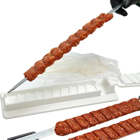 Single Row Kebab Maker: Reusable Plastic BBQ Skewer Making Machine for Convenient Kebab Preparation - Essential Camping BBQ Tool
