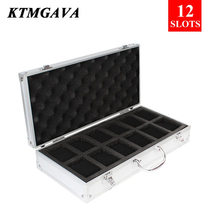 Aluminum Alloy Watch Storage Box – 10/12/18 Grid Large Capacity Black Jewelry Organizer Gift