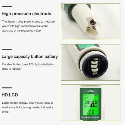 10-in-1 Digital Water Quality Tester — pH/EC/TDS/ORP/H₂/Fertility/Salinity/SG/Resistivity/Temp Meter for Aquariums, Pools & Hydroponics
