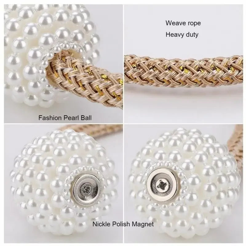 Pearl Magnetic Curtain Tiebacks – Decorative Ball Buckle Clips for Elegant Curtain Holders, 1–2 Pieces