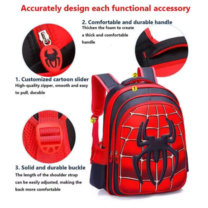 3D Cartoon Spider Schoolbag Set - Cute Boys' Backpack with Shoulder Bag for Kids