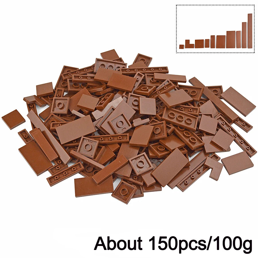 150-Piece DIY Building Blocks Set - Multicolor Flat Tile Construction Parts for Creative Educational Play and Crafts