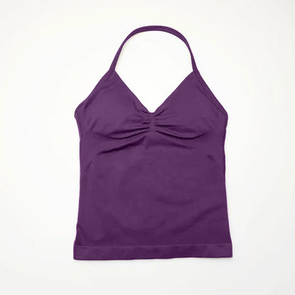 Women’s Longline Strappy Sports Yoga Vest Open Back Gym Tank Top Halter Running Fitness Bra Workout Top NCLAGEN Impact Style