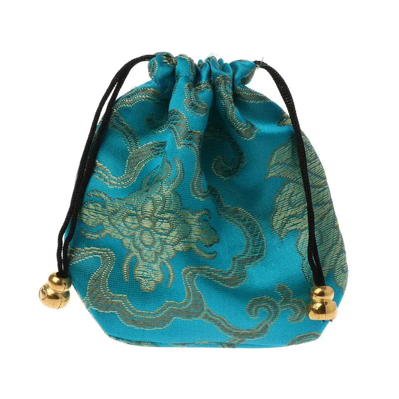 Silk Brocade Drawstring Gift Bags – Embroidered Jewelry, Coin & Candy Pouch for Wedding & Party Favors