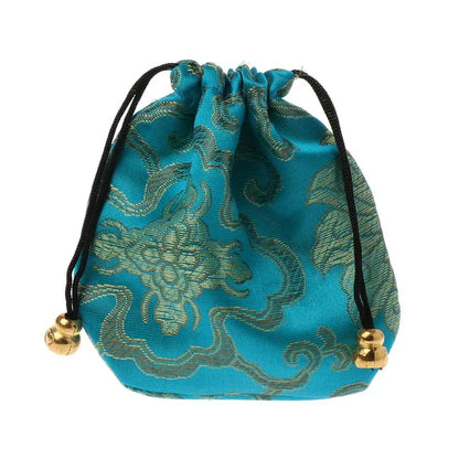 Silk Brocade Drawstring Gift Bags – Embroidered Jewelry, Coin & Candy Pouch for Wedding & Party Favors