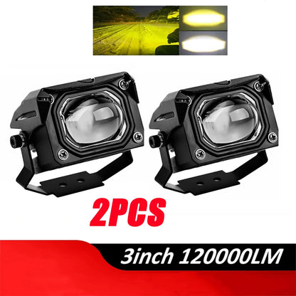 1/2PCS V7 Pro Mini LED Driving Light — 40W High/Low Beam with White & Yellow Korea LED Chip