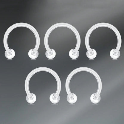 Transparent UV Acrylic Body Piercing Set – Navel, Nose, Septum, Ear & Lip Rings