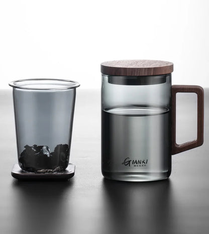 GIANXI High Borosilicate Glass Tea Cup with Belt Filter – Separate Flower Tea Water Cup for Original Tea Making