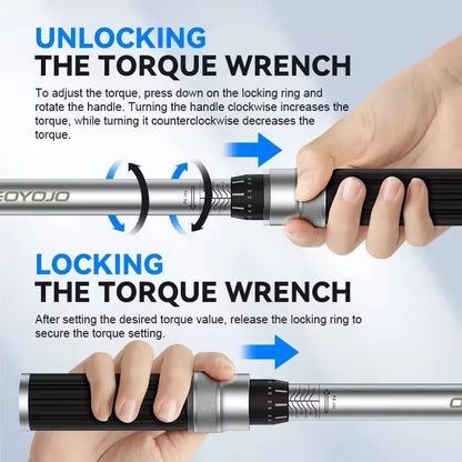 3/8” & 1/4” Torque Wrench | 5-60Nm & 5-25Nm Square Drive Pro Torque Key for Bicycle & Automotive Repair