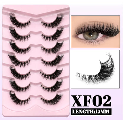 GROINNEYA Cat Eye False Eyelashes – Natural Long Clear Band Winged End Faux Mink Lashes for Eye-Enhancing Makeup