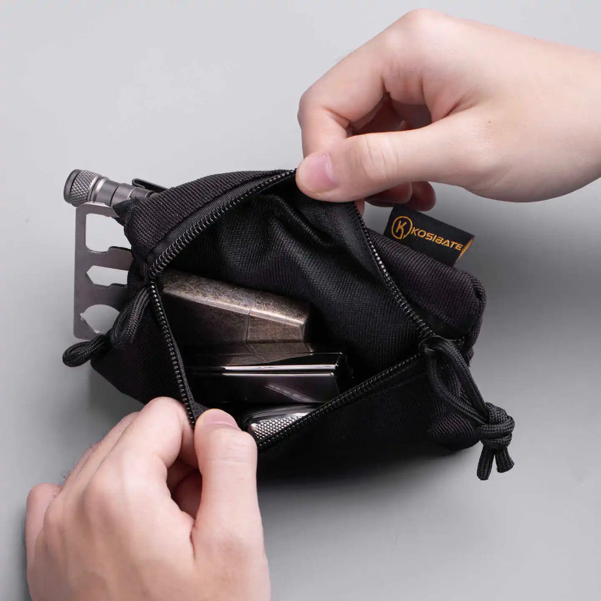 Kosibate Tactical EDC MOLLE Pouch - Mini Wallet Card Holder Key Belt Waist Pack for Camping, Hiking and Outdoor Use