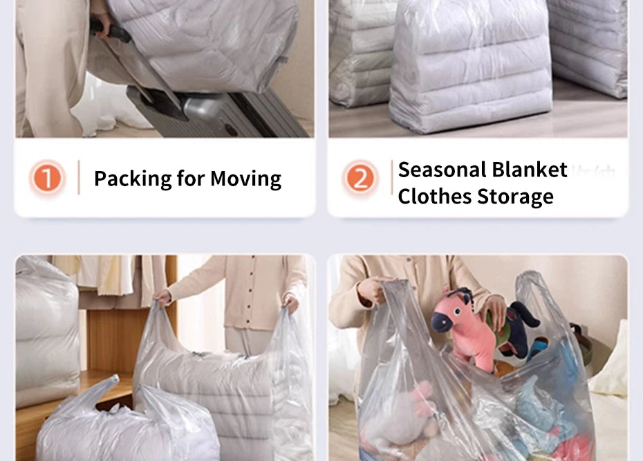 10PCS Large Plastic Storage Bags — Thick Moving & Organizer Bags for Clothes, Toys, Bedding, Duvets