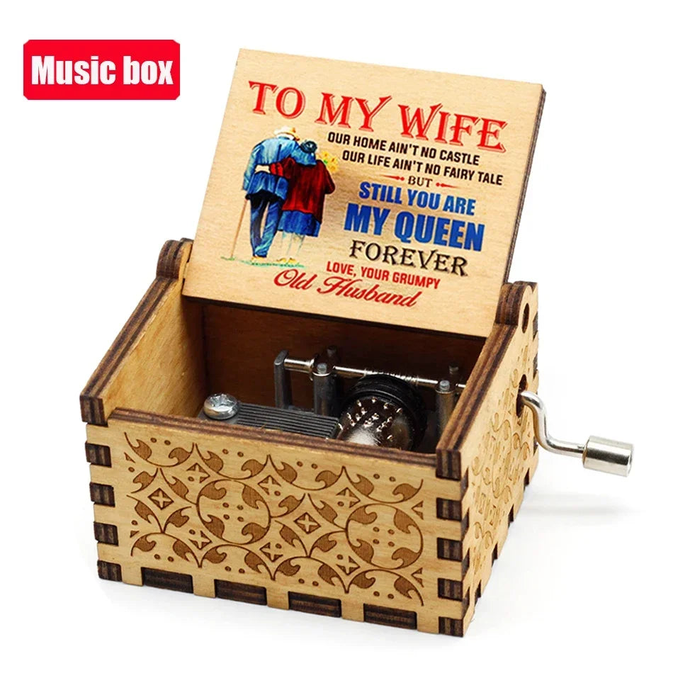 Wooden Hand Crank Jurassic Park Music Box – Classic Theme Melody Gift for Kids & Collectors