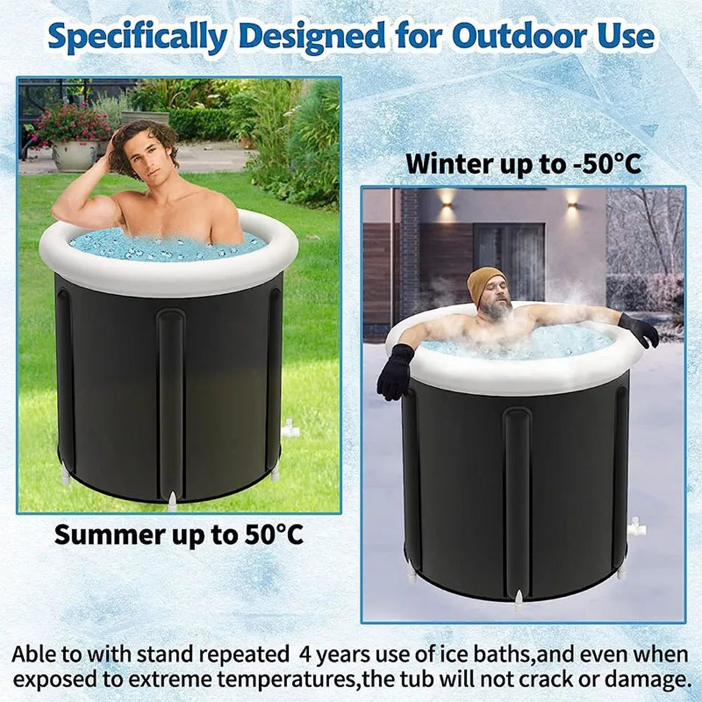 MAYZANEN Portable Collapsible Ice Bath Tub - Large Inflatable Cold Plunge Therapy Bucket for Adults, Outdoor Use