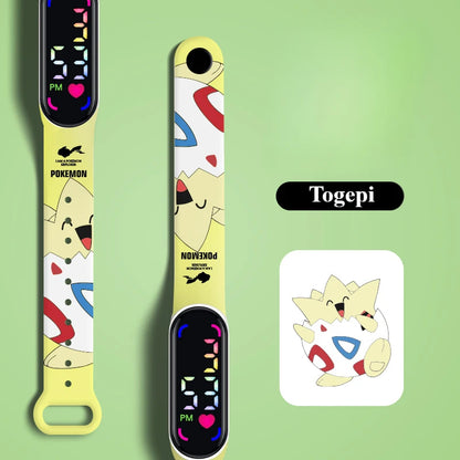 Pokémon LED Electronic Watch — Cute Pikachu & Gengar Waterproof Digital Bracelet for Boys & Girls, Birthday Gift