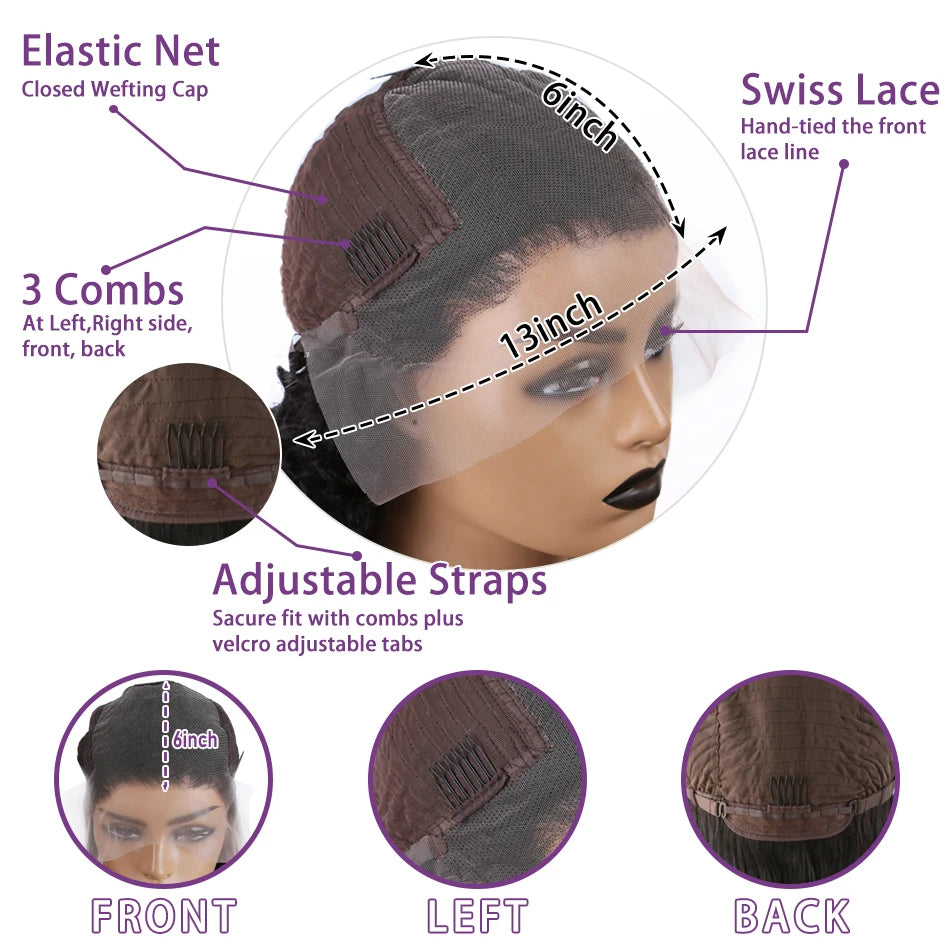 250% High Density Body Wave Lace Frontal Wig – 13x6 HD Transparent Human Hair, 30-40 Inch, Pre-Plucked for Women