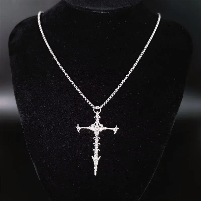 European & American Retro Gothic Cross Necklace – Unisex Hip-Hop Fashion Pendant for Men & Women, Street Style Trendsetter Jewelry Accessory