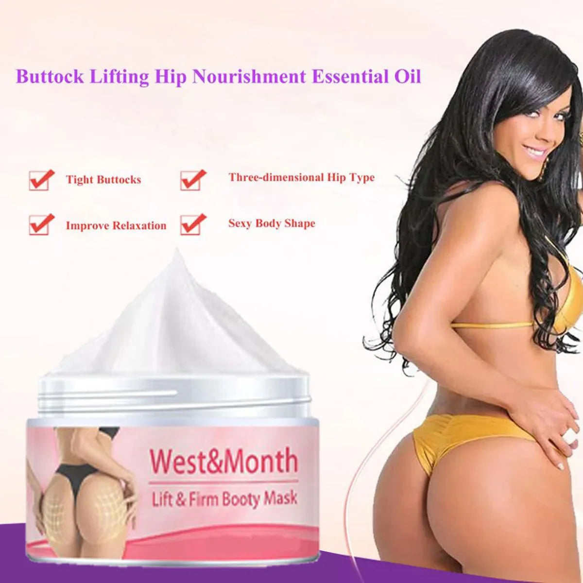 Hip Lift Massage Cream – Skin Regeneration & Elasticity Booster, Firming & Plumping Body Care for Smoother, Fuller Curves