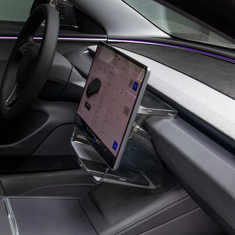 Center Console Organizer for Tesla Model 3 & Model Y Highland – Anti-Slip Under Screen Storage Box with Screen Back Storage