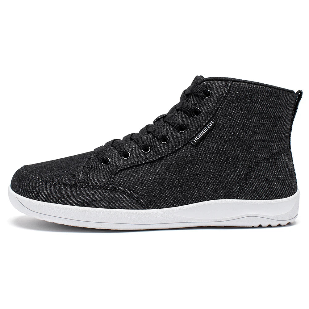 HOBIBEAR Mid-Top Barefoot Shoes – Unisex Wide Toe Canvas Sneakers for Walking & Outdoor