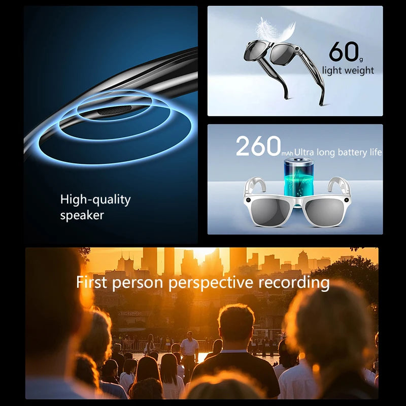OPPO 4K HD AI Smart Glasses – 100MP Camera, ChatGPT, Bluetooth Calls, Voice Assistant & 260mAh Battery Smart Glasses 2025