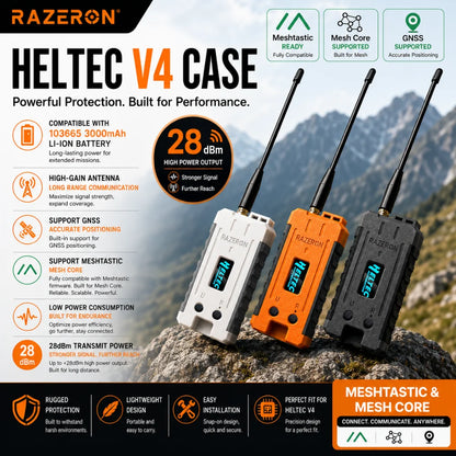 Meshtastic MeshCore Heltec V4 Enclosure Case - 863–928MHz LoRa IoT Node Housing with WiFi, BLE & GPS Support