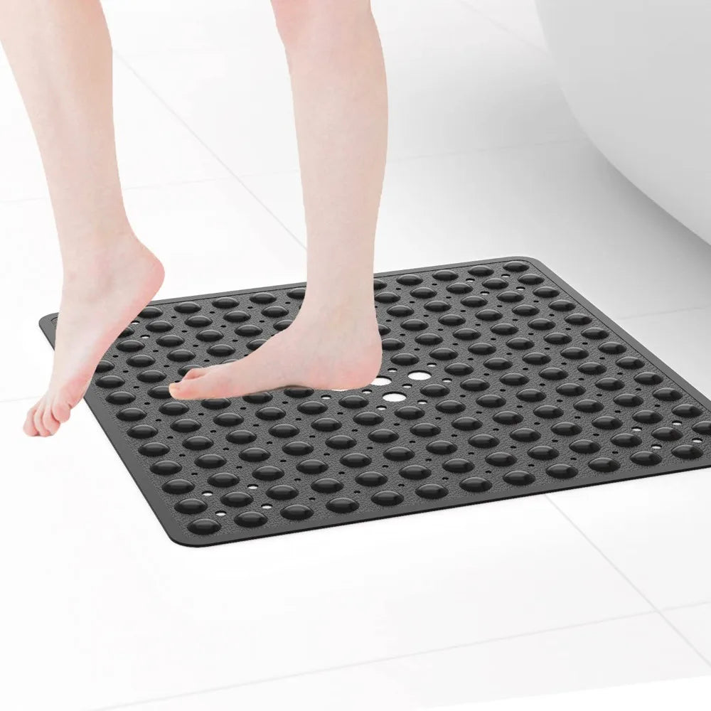 53×53cm Square PVC Shower Mat – Anti-Slip Bath Floor Pad with Suction Cups for Safety in Bathtub & Bathroom
