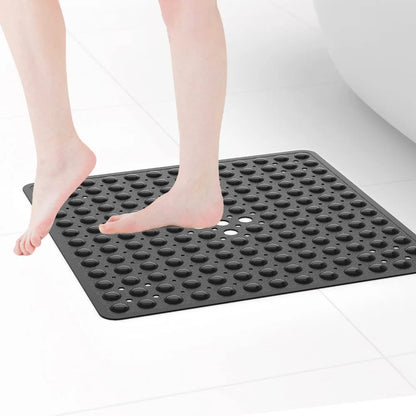 53×53cm Square PVC Shower Mat – Anti-Slip Bath Floor Pad with Suction Cups for Safety in Bathtub & Bathroom