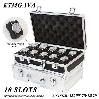 Aluminum Alloy Watch Storage Box – 10/12/18 Grid Large Capacity Black Jewelry Organizer Gift