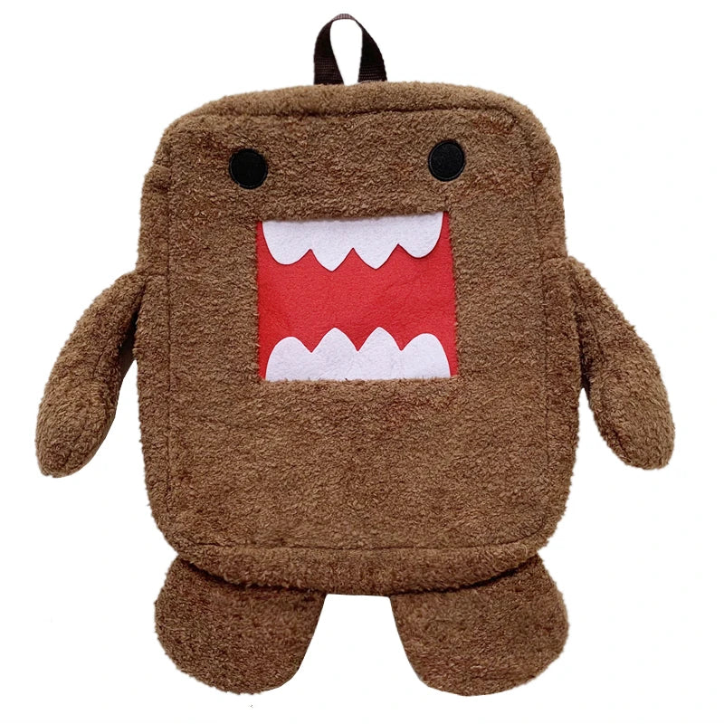 Kawaii Domo Kun Plush School Backpack – Anime Cartoon Bag for Kids & Adults