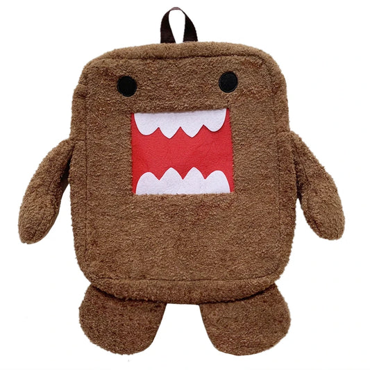 Kawaii Domo Kun Plush School Backpack – Anime Cartoon Bag for Kids & Adults