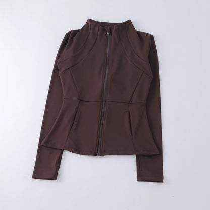 New Yoga Wear Ladies Coat – High Elastic Loose Fitness Top, Long Sleeve Stand-Up Collar for Exercise