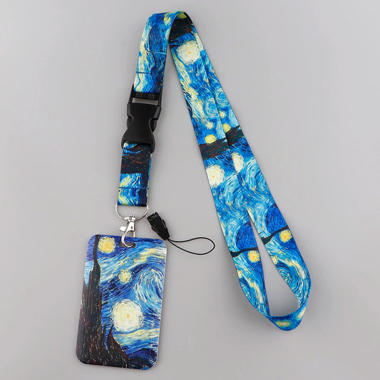 Van Gogh Starry Night Art Neck Strap Lanyard – Keychain Badge Holder for ID, Credit Card & Keys Accessories