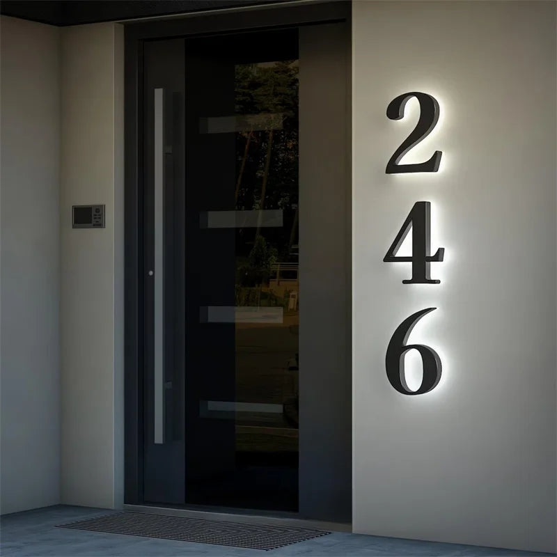 LED House Numbers - Illuminated Metal Backlit Address Sign for Door & Home Exterior
