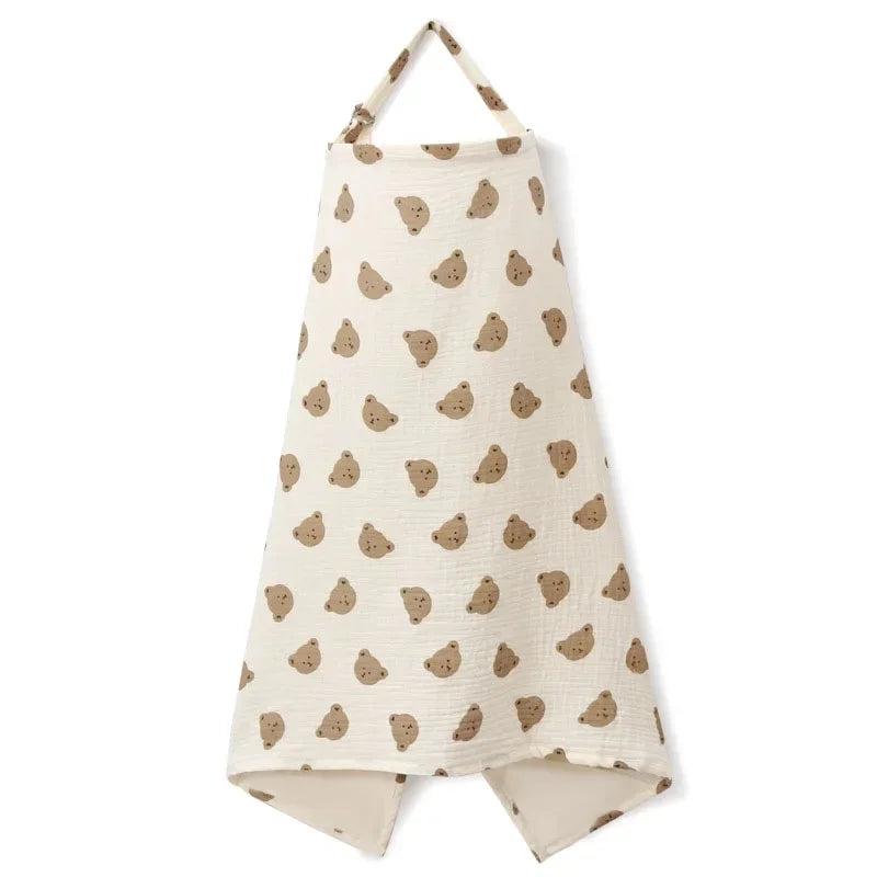 Cotton Breastfeeding Cover - Adjustable Nursing Apron Baby Feeding Privacy Blanket for Mothers and Strollers