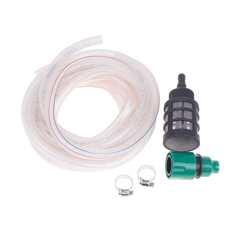 5M Portable Pressure Washer Hose Kit - Battery-Powered Car Washing Machine Suction Pipe with Water Inlet Filter for Home & Auto Cleaning