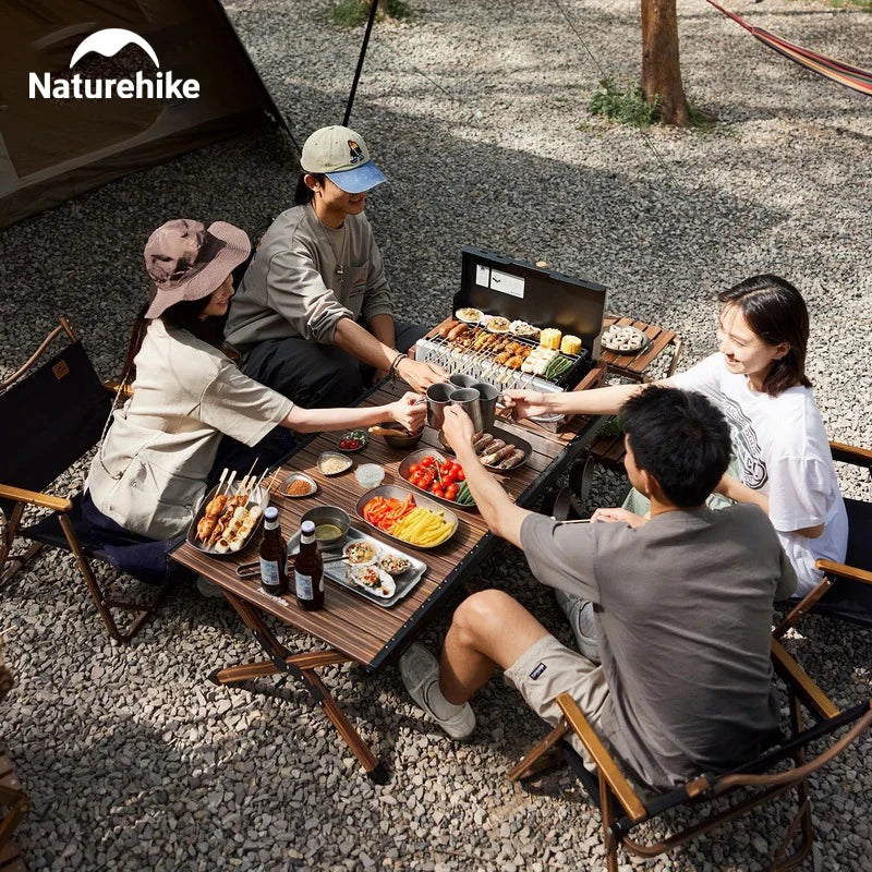 Naturehike Folding Portable Charcoal Grill - 4–8 Person Outdoor BBQ Grill for Picnic, Camping and Garden Cooking