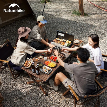 Naturehike Folding Portable Charcoal Grill - 4–8 Person Outdoor BBQ Grill for Picnic, Camping and Garden Cooking