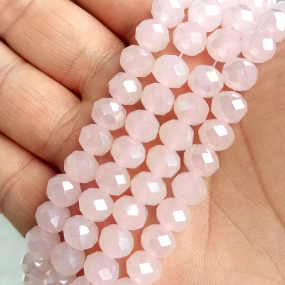 4mm/6mm/8mm Round Crystal Glass Beads – Faceted Spacer Loose Beads for DIY Jewelry Making & Needlework Craft Accessories