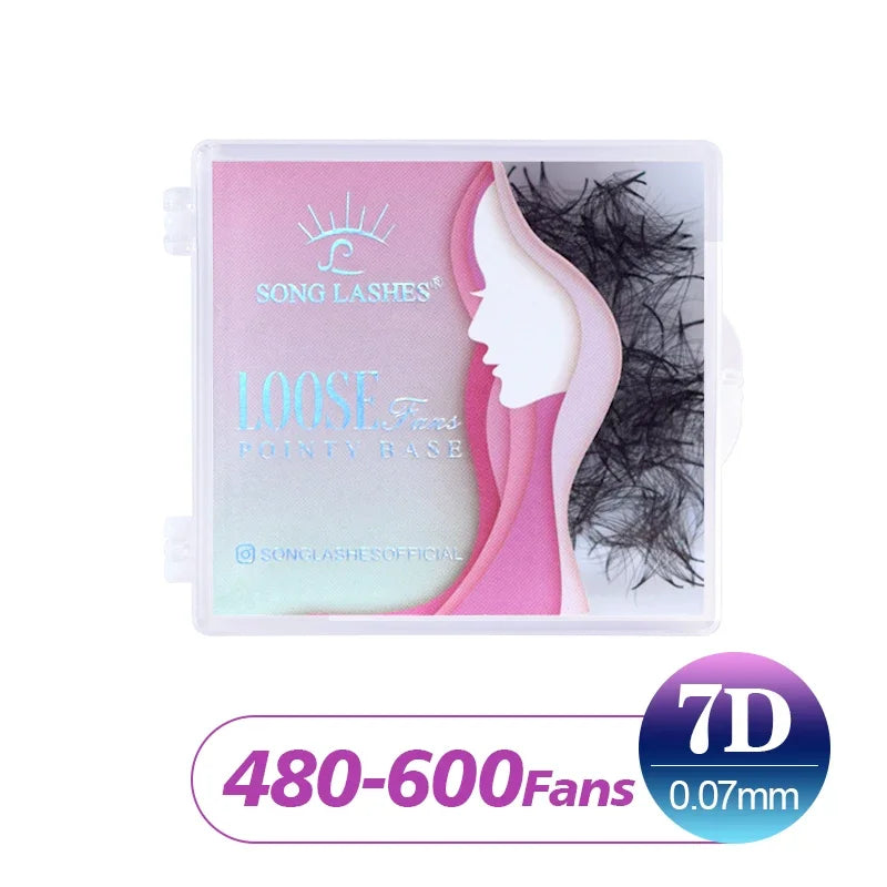 SONG LASHES 3D–16D Premade Volume Fans – Slim Narrow Stem Russian Style Eyelash Extensions, Sharp Point Base