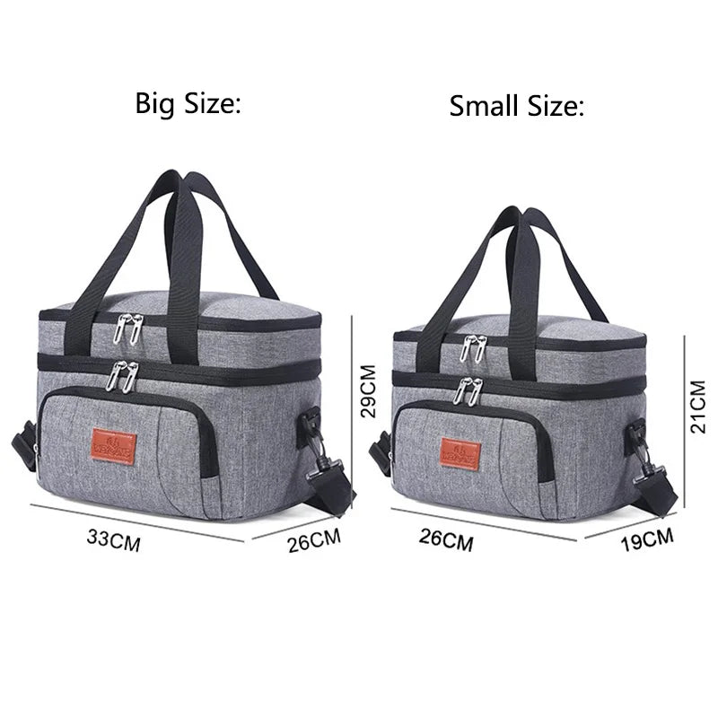 Multifunctional Double Layer Cooler Lunch Bag – Large Capacity Tote with Shoulder Strap for Travel, Picnic & Daily Use