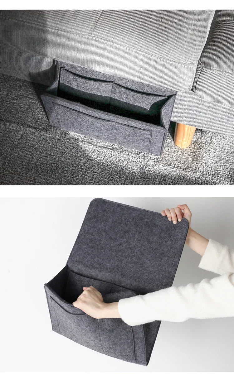 Felt Bedside Storage Organizer — Anti-Slip Hanging Pouch for Bed & Sofa