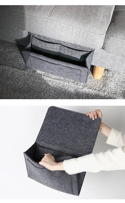 Felt Bedside Storage Organizer — Anti-Slip Hanging Pouch for Bed & Sofa