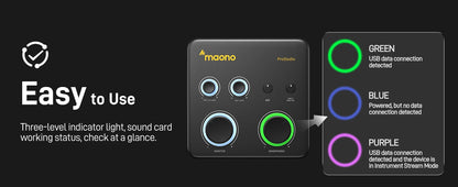MAONO USB Audio Interface for PC – XLR Input, 24-bit/192kHz, LOOPBACK & ASIO Software for Music Recording, Guitar, DAW (PS22 Lite)