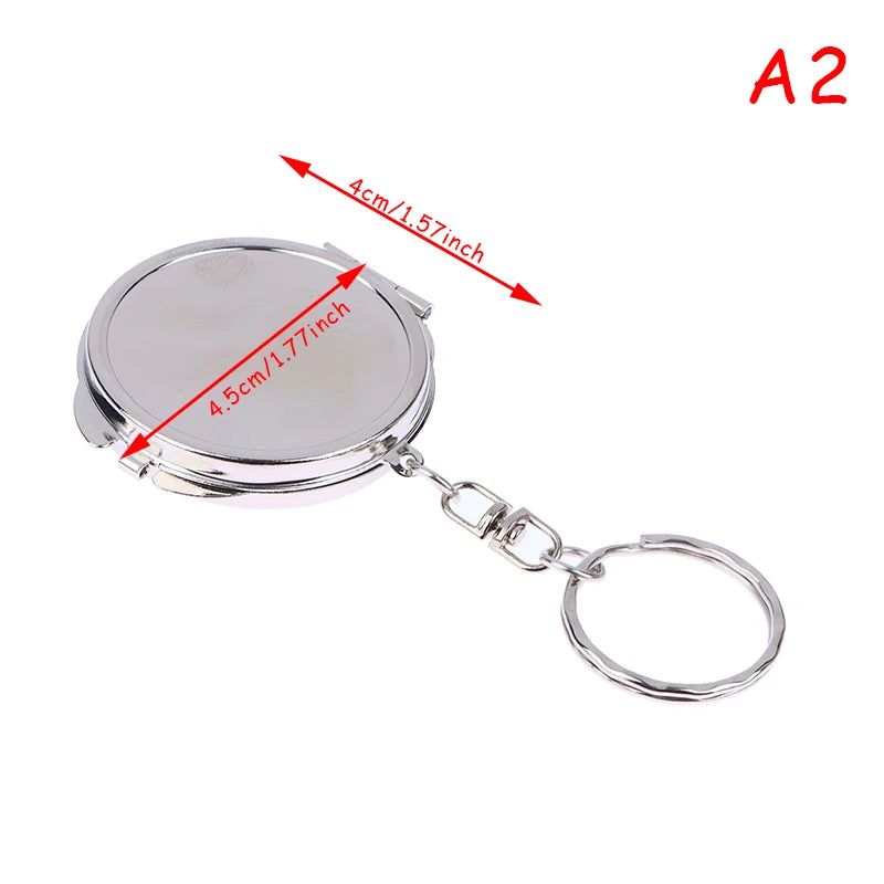 Double-Sided Folding Makeup Mirror - Round, Heart, Oval & Square Metal Keychain Cosmetic Mirror