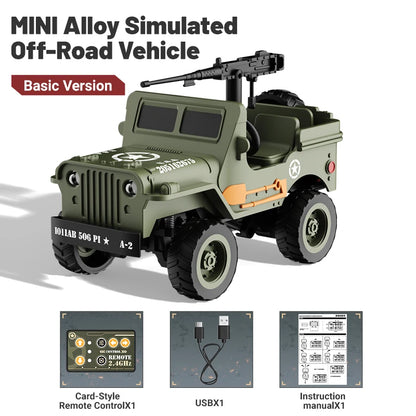 JJRC 1/64 RC Jeep Willys - 2.4G 4WD Military Off-Road Crawler Toy for Kids & Collectors