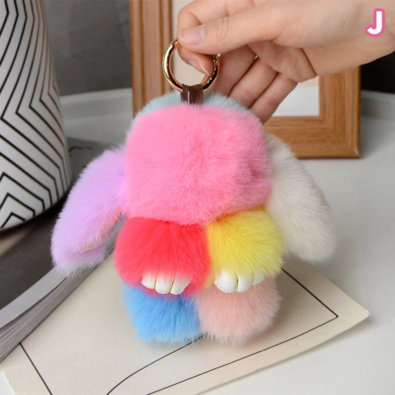 15cm Rabbit Fur Keychain – Fluffy Bunny Pendant for Women’s Bags, Car Keys & Decorative Accessories Gift